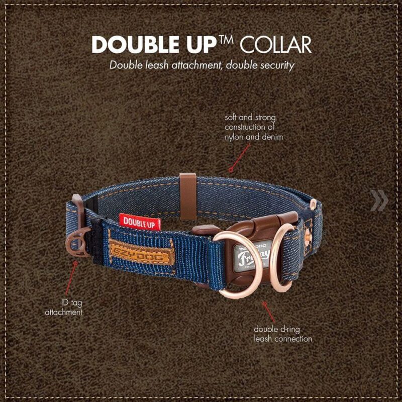 Ezydog double-up halsband denim - Afbeelding 2