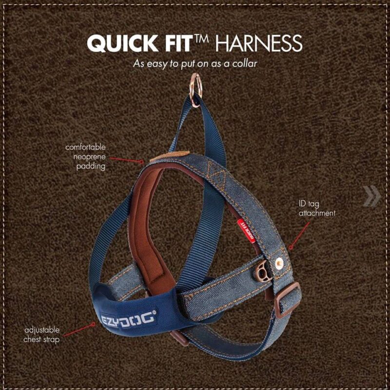 Ezydog quick-fit harnas denim - Afbeelding 2